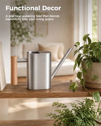 Bamworld Watering Can Indoor Plants 17oz 500ml Metal Silver - Image 5