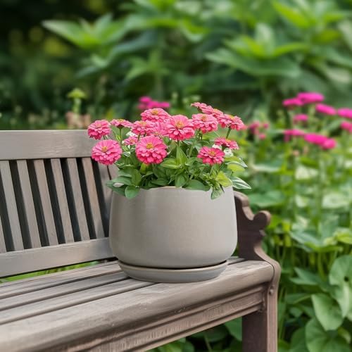 G EPGardening Ceramic Pots for Plants 7 Inch, Grey - Image 4