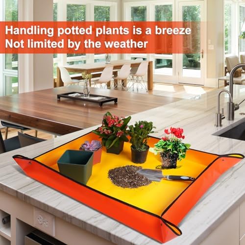 HNXTYAOB Large Potting Mat for House Plants Transplanting and Soil Mix Control Waterproof RepottingTray Gardening Tools Plant Gifts for Plant Lovers (39.5"X31.5") - Image 3