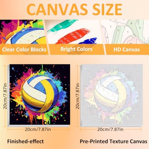 Mandun Volleyball Paint by Numbers Kit for Kids, 8x8 inch - Image 2