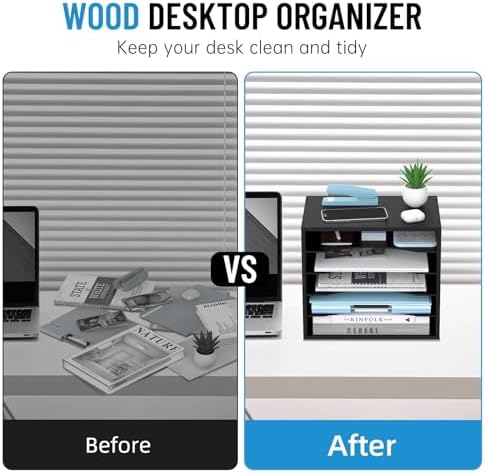 5-Tier Paper Organizer for Desk, Adjustable Mail Organizer, Black - Image 6