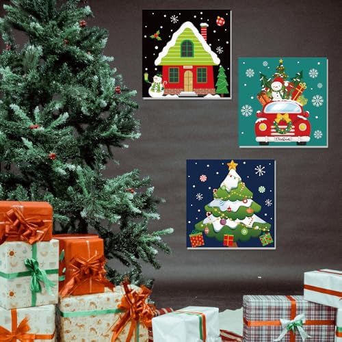 Ctosree 12 Pack Paint and Sip Kit Pre Drawn Canvas, Cute Xmas, 8x8'' - Image 5