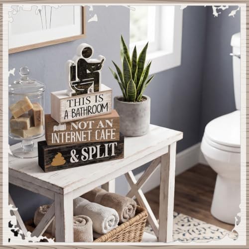 Moucuny 4 Pcs Funny Bathroom Sign, This Is A Bathroom Not An Internet Cafe - Image 4