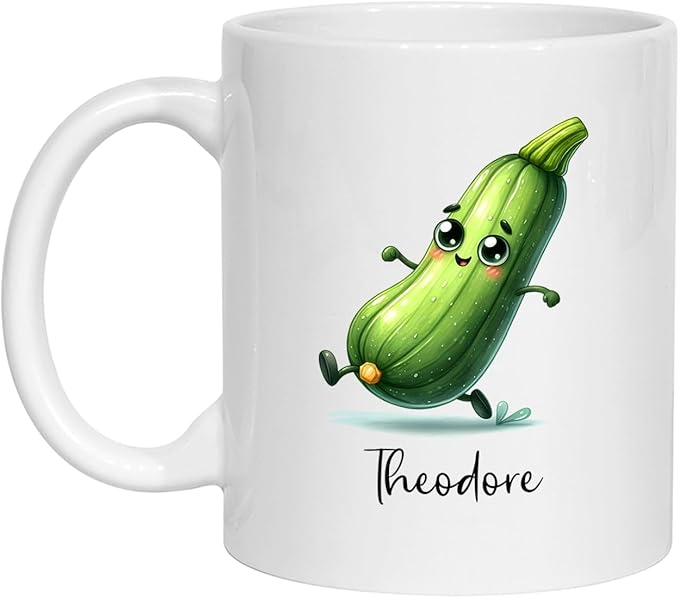 Zucchini Ceramic Mug, Personalized Name Mug Gifts For Men Women Vegetable Enthusiast, Zucchini Lover Cup, Custom Vegetable Travel Coffee Mug 11Oz 15Oz, Zucchini Vegetarian Mug Gift, Vegan Tea Cup