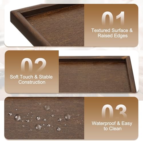 Wooden Serving Tray Square Wood Serving Tray Decorative Platter, 8.7x8.7 Inch Fit for Home Decor Kitchen Coffee Table Candle Holder, (Brown) - Image 3