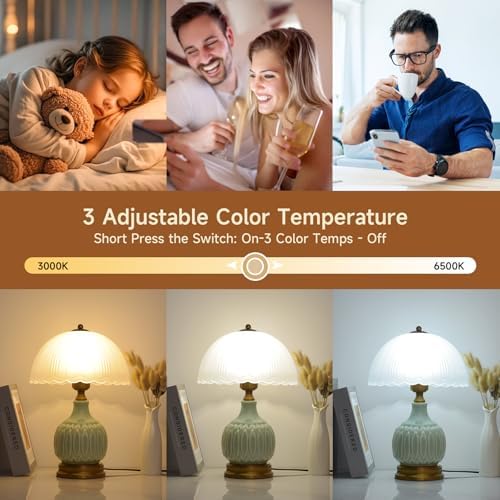 Table Lamps Ceramic Retro Lamp for Living Room,15." Modern Bedside Nightstand Traditional Lamps, Classic Chinoiserie Green Glass Lamp for Home (Retro) - Image 6