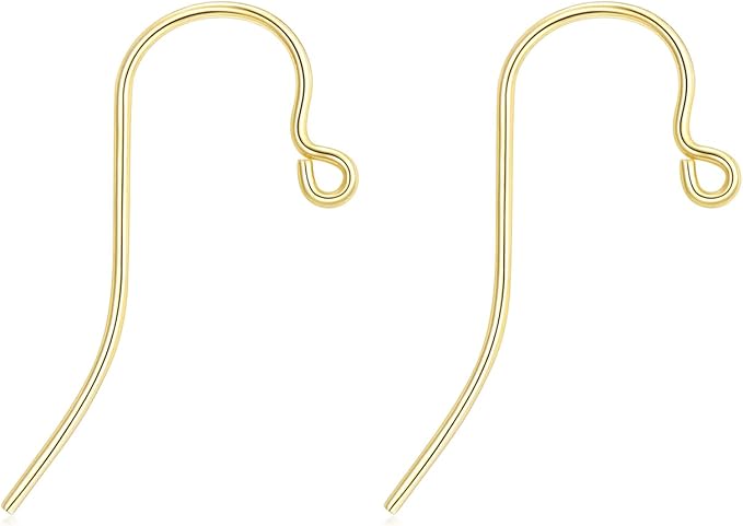 14K Real Gold Earring Hooks for Jewelry Making Fish Hooks 14K Yellow Gold Earring Findings for Earrings Jewelry Making(Style 2)