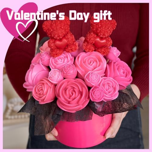 Rose Candle Making Kit with Round Gift Box,DIY Soy Wax Kit(Rose red) - Image 5