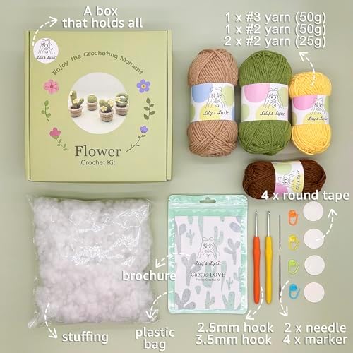 Lily's Lyric Crochet & Craft Kit | Cactus Love| Step-by-Step Video Tutorial for Adults Teenagers | Craft Gift Idea DIY Home Decoration - Image 3