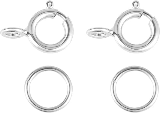 40 PCS Necklace Bracelet Clasps and Closures with Open Jump Rings Set 5mm Spring Ring Jewelry Connectors for Jewelry Making (6mm Clasps Silver)