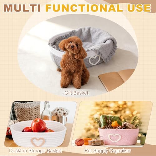 uxcell Rectangular Rope Basket 10x5.9x3.1inch Small Woven Baskets - Image 3