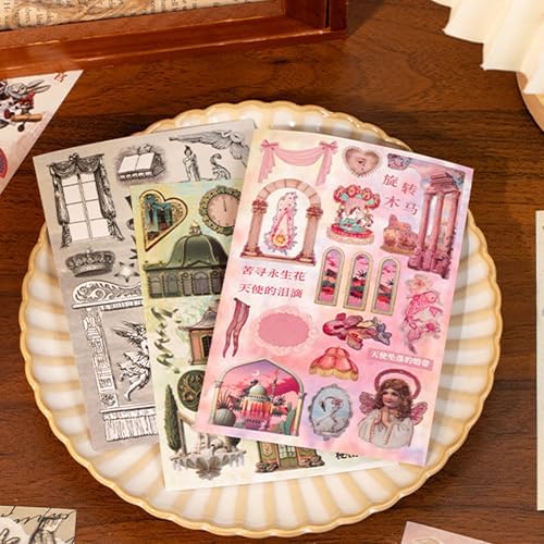 Vintage Sticker Books - 60 Sheets European Aesthetic Die-Cut Stickers with Matte & Tactile Finishes for Junk Journaling, Scrapbooking & Planner Decoration - Image 5