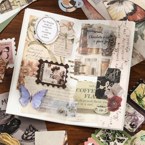 Qudarrso Vintage Junk Journal Kit, Cosmic Space Theme Scrapbook Supplies with Notebook, Stickers, Ephemera Paper and Tags, Galaxy DIY Craft Supplies for Adults Scrapbooking and Junk Journaling - Image 7