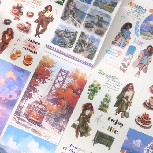 Vintage Washi Stickers for Scrapbooking, People Sticker Book for Journaling with 453PCS Scrapbook Stickers 20 Sheets Scrapbook Papers, Ephemera for Junk Journal Supplies DIY Crafts Arts Frame Album - Image 2