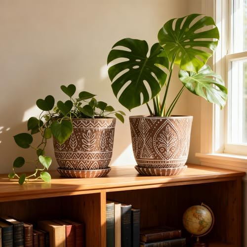 Gepege Ceramic Plant Pots, 6 Inch Indoor Planters with Drainage & Saucers - Image 6