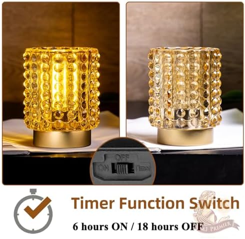 Battery Operated Lamp Timer, Small Cordless Lamp Decorative, Yellow - Image 6