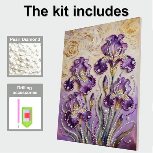DIY Pearl Painting with Frame, Creative Design, Handmade Stress-Relieving Home Wall Decoration, Includes Frame and Tools-Iris-2 - Image 7