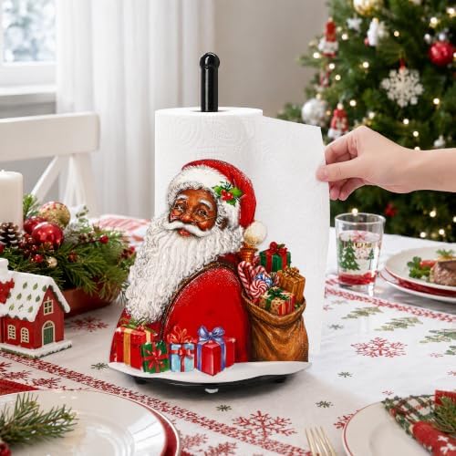 Black Santa Claus Paper Towel Holder, Farmhouse Christmas Kitchen Countertop Decor, Xmas Gift Paper Towel Holder for Table, Christmas Housewarming Birthday Gift for Women Mom - Image 5