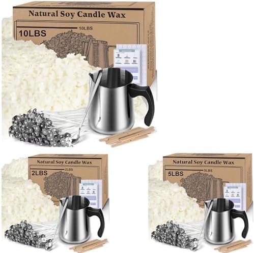 Haccah Soy Wax Candle Making Kit Supplies, Natural Candle Wax for Candle Making, DIY Art&Crafts Kit for Adults,Beginner,Kids, Including Soy Wax Flakes, Candle Wick, Centering Devices, Melting Pot,Etc by CandleMakingKits