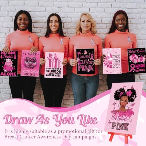 Blosssound 10 Set Breast Cancer Pre Printed Canvas Painting Kits 5"x7" - Image 4