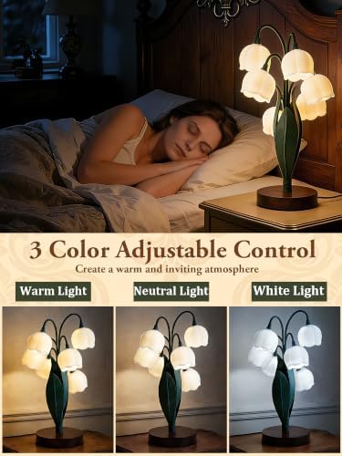 Flower Lamp for Home,6 Lily of The Valley Vintage Table Lamps (Dark Green) - Image 2