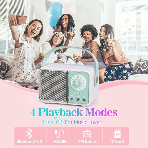Dosmix Retro Bluetooth Speaker,Vintage Decor,Wireless Cyan Green - Image 4