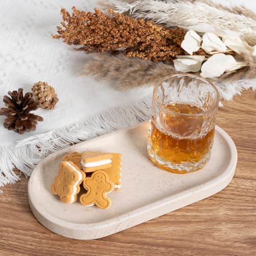Koville Natural Marble Tray for Bathroom, Vanity Decorative Marble Trays for Countertop Organizer, Catchall Trays for Perfume, Candles, Jewelry, Stone Tray for Decor(Moca Crema Yellow) - Image 5