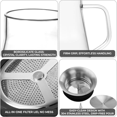 Aquach 51oz Glass Teapot with Filter Lid, Stovetop Safe Tea Pot - Image 5