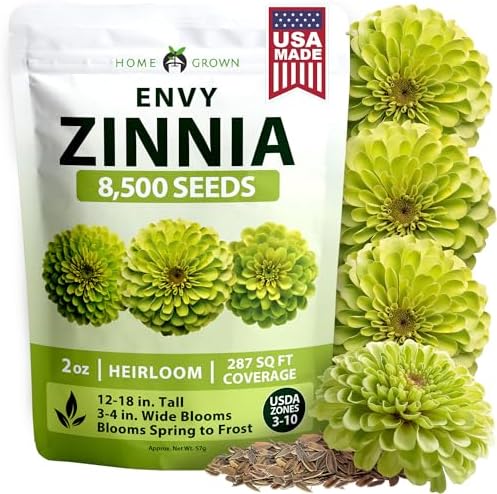 HOME GROWN Envy Zinnia 8,500 Flower Seeds 2 oz Zinnia elegans by HOMEGROWN