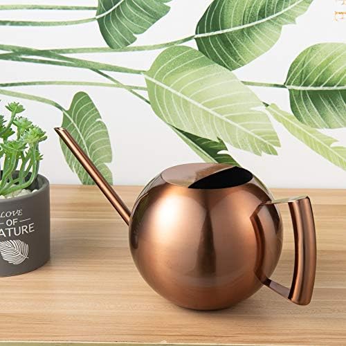 IMEEA 45oz/1.3Liter Metal Watering Cans for Indoor Plants Stainless Steel for Office Fish Bowl Shape (Copper Color) - Image 5