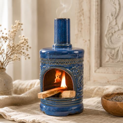 MOUGIGI Bird & Flower Ceramic Palo Santo Chiminea,Sage&Cone Incense Burner by MOUGIGI