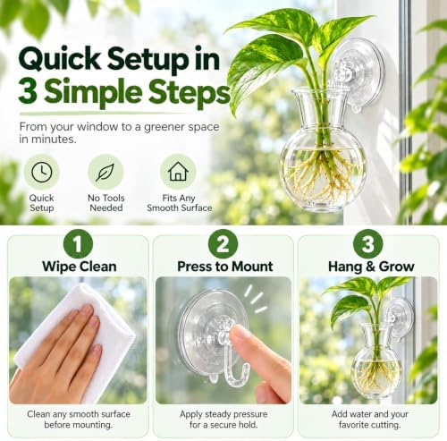 8 Pack Window Propagation Stations, Plastic Plant Terrarium Vases - Image 4
