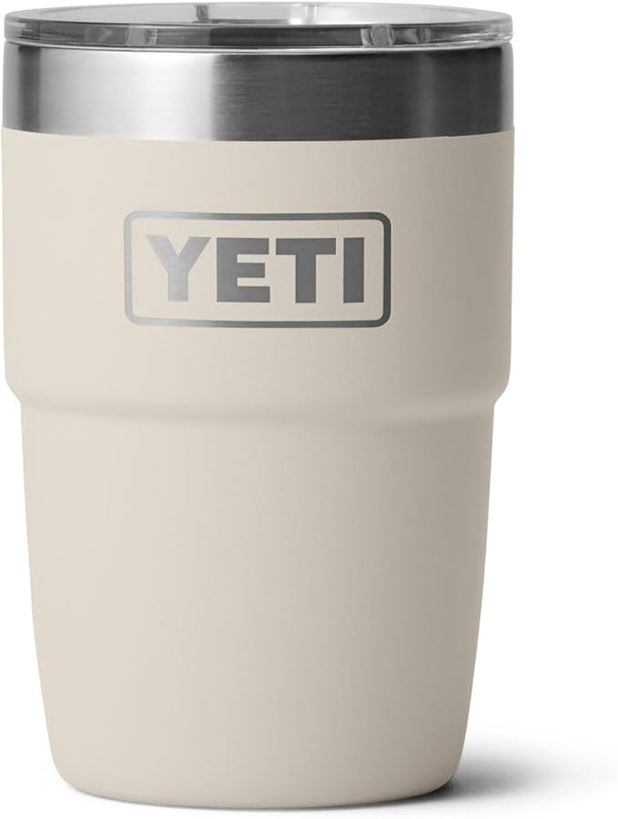 YETI Rambler 8 oz Insulated Coffee Mug with Lid - Stackable Double-Wall Vacuum Insulated Coffee Cup - DuraSip Ceramic Lining - Barista-Friendly Design - Stainless Steel - Dishwasher Safe