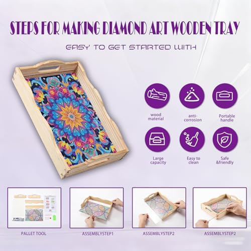 EWJRNSF Mandala Diamond Art Tray DIY Kit for Adults Gift Decor 12.2×16.1 in - Image 3