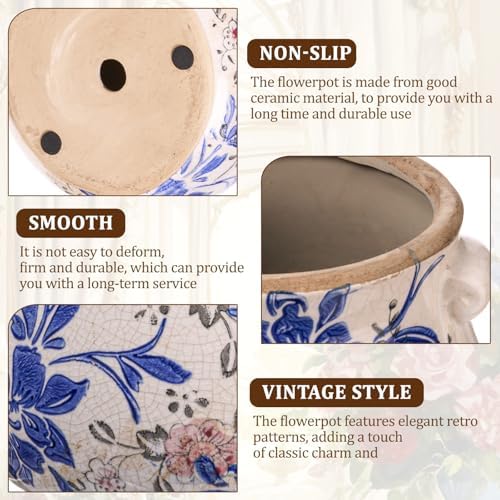 Ceramic Scroll Planter 6.5 Inch, Blue, Red - Image 3