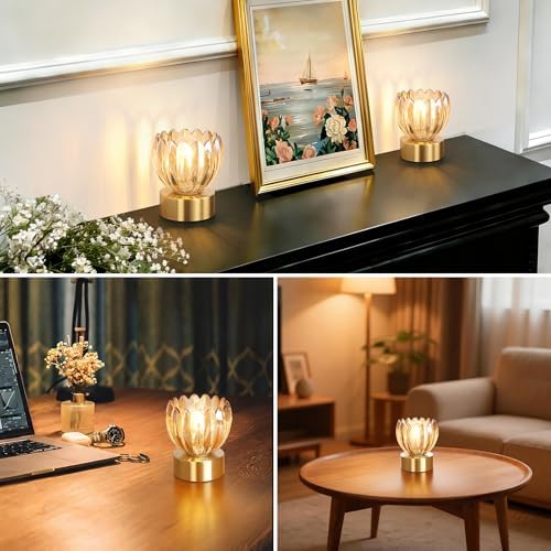 Shenmoyl Cordless Small Table Lamp with 5200mAh Battery & Touch Control, Battery Operated Tulip Table Lamp with 3 Colors, Rechargeable Mini Table Lamps for Bedsides, Bedroom, Nightstand (Amber) - Image 5