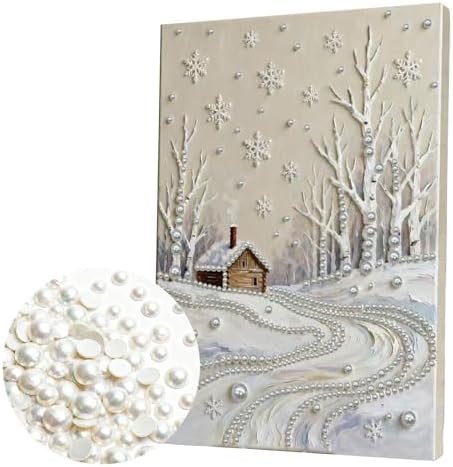 DIY Pearl Painting with Frame, Creative Design, Handmade Stress-Relieving Home Wall Decoration, Includes Frame and Tools-Snow Scene-1 - Image 6