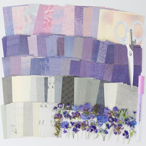 Koqye 215PCS Scrapbook Paper Pack & Junk Journal Kit (Mystic Amethyst) by Koqye