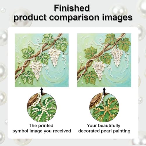 LQCrafK DIY Pearl Art Painting Handcraft Kit for Adults Beginners with Tools and Framed Painting, Creative Design,Self-Adhesive, Healing Stress-Relieving Home Wall Decoration-Grape - Image 7