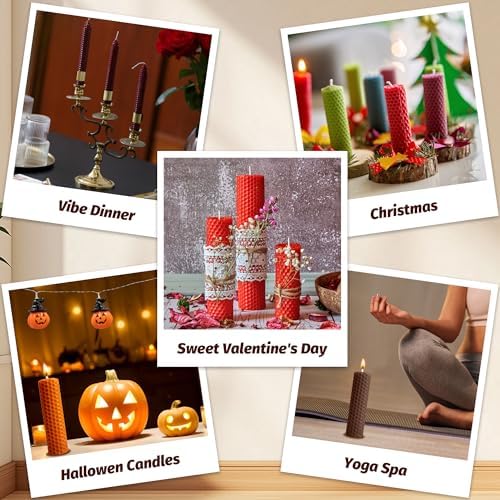 HASSLICKIT Beeswax Candle Making Kit for Beginners, 12 Beeswax Sheets for Candle Making Rolling DIY Kits (12 Colors, 8 x 8 inch) - Image 3