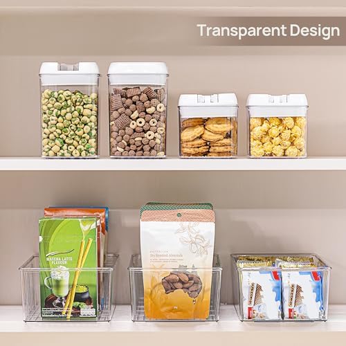 Vtopmart 8 Pack Food Storage Organizer Bins, Clear Plastic, 4 Compartments - Image 4