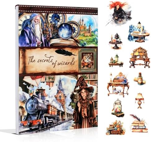 Dark Academia Fantasy Sticker Book, 20 Sheets Junk Journal Stickers by Dwpetzo
