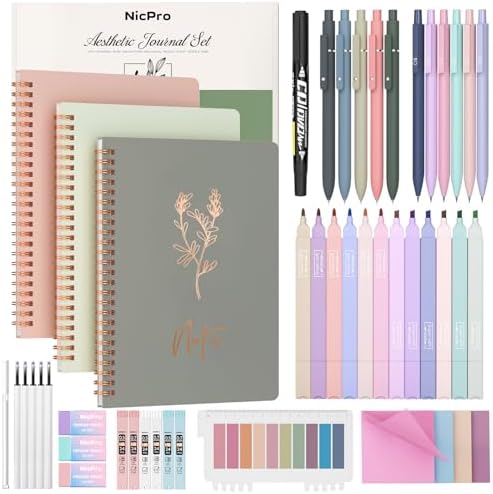 Nicpro 50PCS Cute Spiral Notebook Stationary Set For Women by Nicpro