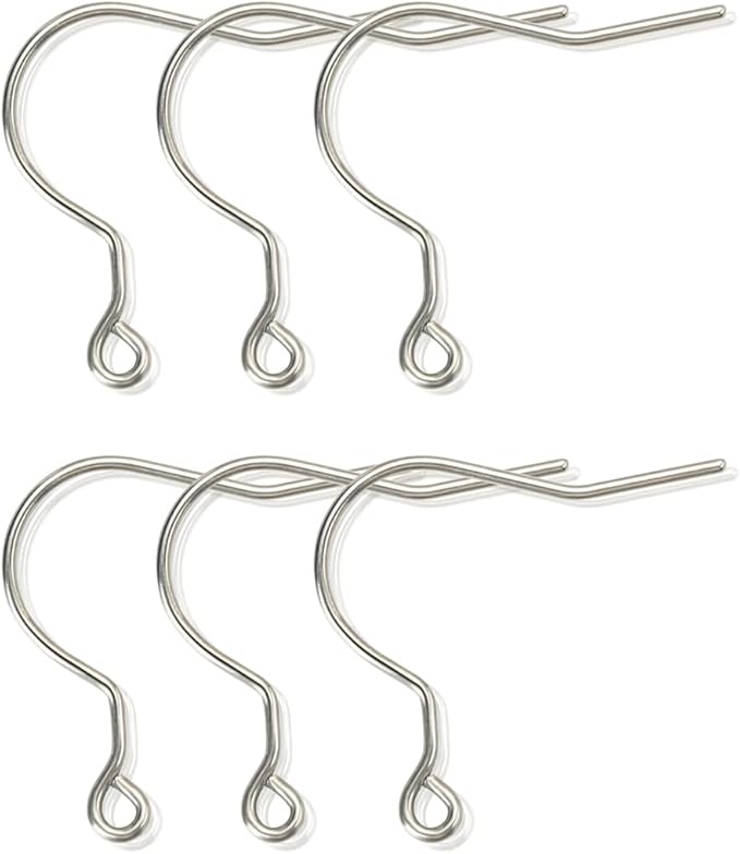 6pcs 20G Big Pure Titanium Fish Hooks DIY Earrings Findings for Jewelry Making, Hypoallergenic Hooks for Women & Men Sensitive Ears