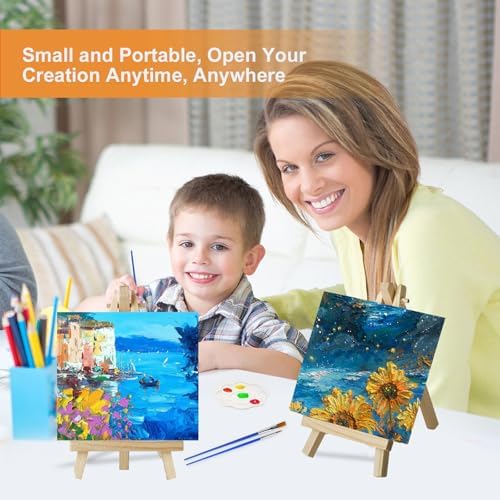 30 Pack Mini Canvas and Easel Set, 4 x 4 inch Small Canvases for Painting - Image 6