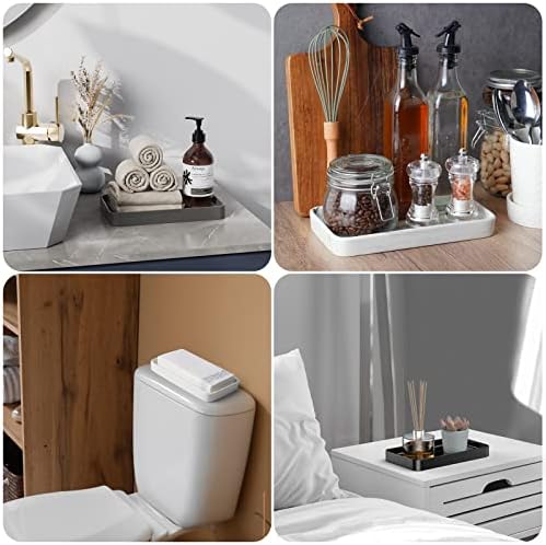 Gurygo 10" Vanity Tray for Bathroom - Hand Towel Tray Organizer for Paper Napkins - Bathroom Vanity Counter Organization - Ceramic Soap Dispenser Tray for Kitchen Counter (Marble White, Set/1)… - Image 6