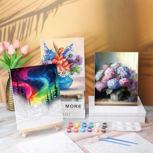 Zhanmai 20 Set Pre Drawn Canvas Painting Kit, Natural Scenery - Image 5