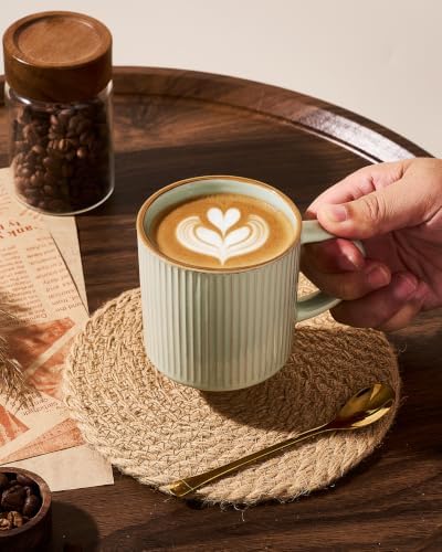 famiware Coffee Mug Set of 6, Star 12 oz Ceramic Mugs Cups Set with Handle - Image 2