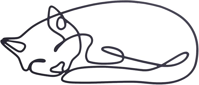 TYLCC Black Metal Cat Wall Decor Minimalist Abstract Cat Wall Art Line Drawing Art for Living Room Bedroom Decorations (Sleeping)
