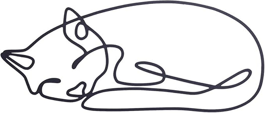 TYLCC Black Metal Cat Wall Decor Minimalist Abstract Cat Wall Art Line Drawing Art for Living Room Bedroom Decorations (Sleeping)